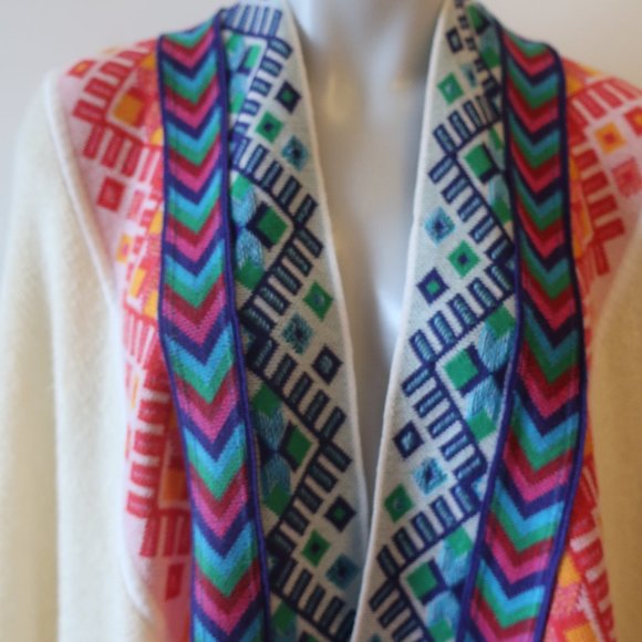 WOMENS JEN'S PIRATE BOOTY CRAM MULTICOLOR FRINGED WRAP PONCHO SHAWL OS * - Picture 4 of 13